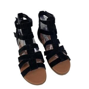 Steve Madden Gali Sandals Black Leather Open Toe Casual Gladiator Womens 8M